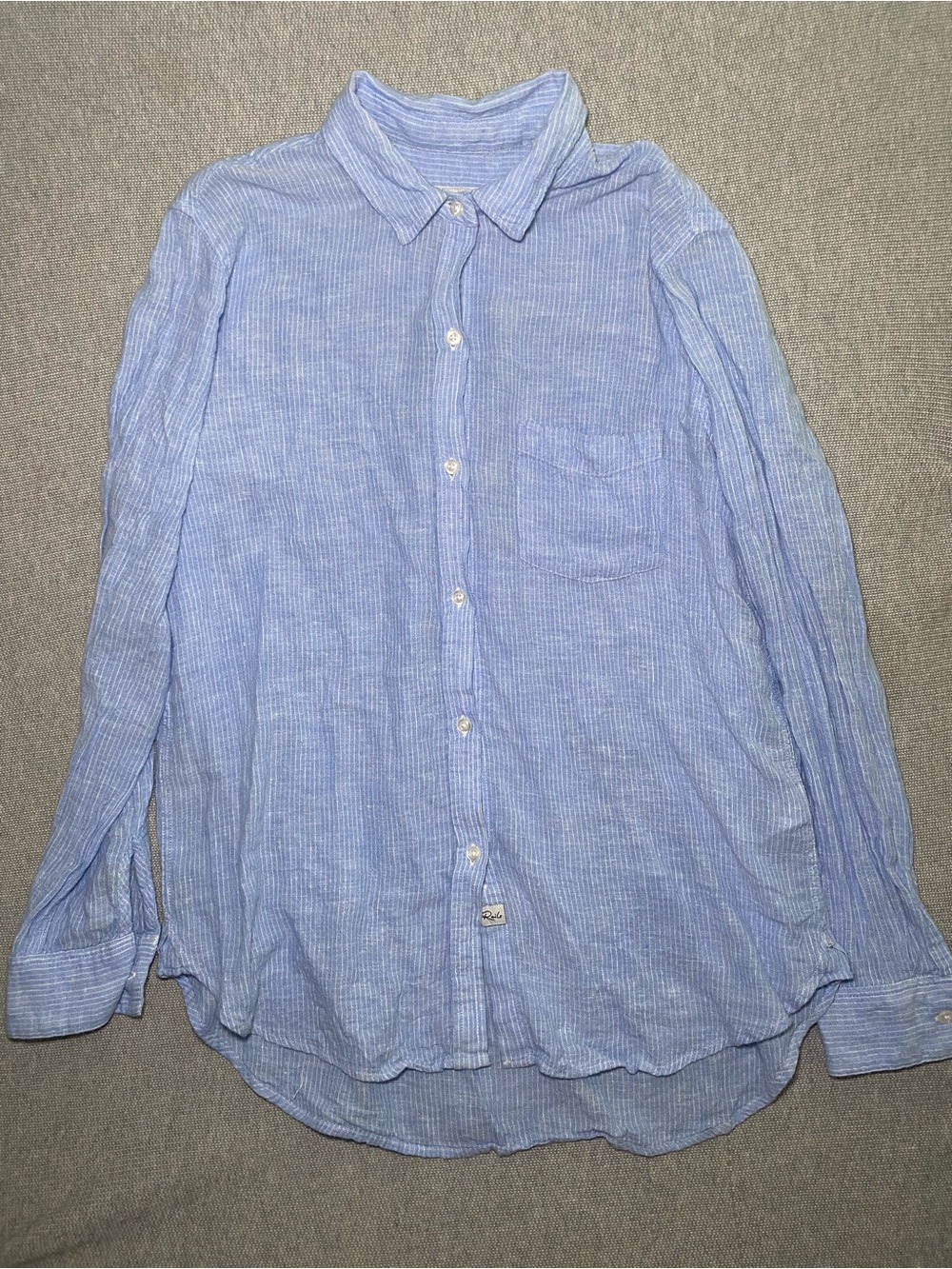 Rails Charli Button Down Shirt Stripe Semi Sheer Linen Blue White Size Small - Picture 2 of 8